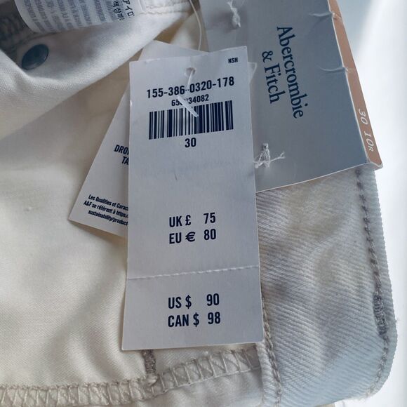 Abercrombie & Fitch Jeans 30/10 Ivory Ultra High Rise Ankle Straight Capsule NEW - Picture 9 of 10